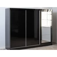 Seconique Nevada Black High Gloss Sliding Mirrored Triple Wardrobe