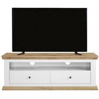 Burford Wide TV Unit Fits Up to 60 Inch TV Cream and Oak Finish Media Center
