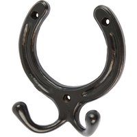 100mm x 110mm Black Horse Shoe Double Coat Hook