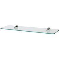50cm Rounded Floating Glass Shelf with Chrome Fixings