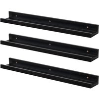 57cm Black Floating Picture Ledge Shelves - Pack of Three