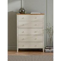 Julian Bowen Coxmoor 5 Drawer Wide Chest - Contains Solid Oak