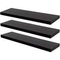80cm Black Modern Floating Shelves - Pack of Three