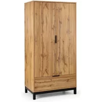 Julian Bowen Bali Oak 2 Door 1 Drawer Wardrobe