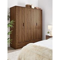 Very Home Harlem 4 Door, 2 Drawer Wardrobe - Mid Oak Effect - Fsc&Reg; Certified