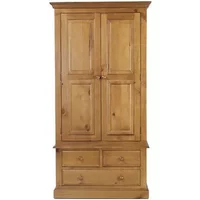 Archers Berwick 2 Door 3 Drawer Pine Wooden Double Wardrobe Part Assembled