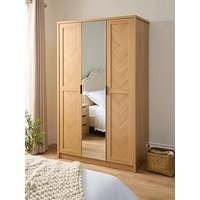 Very Home Chevry 3 Door Mirrored Wardrobe - Oak