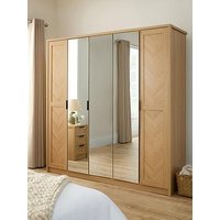 Very Home Chevry 5 Door Mirrored Wardrobe - Oak