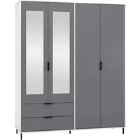 Seconique Madrid Grey Gloss and White 4 Door 2 Drawer Mirrored Wardrobe