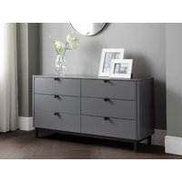 Julian Bowen Chloe 6 Drawer Chest - Storm Grey Lacquer Drawer Chest