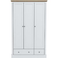 LPD Furniture Devon 3 Door 2 Drawer Wardrobe White Wardrobe