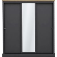 LPD Furniture Devon 3 Door Sliding Wardrobe Charcoal Wardrobe