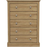 LPD Furniture Devon 5 Drawer Chest Oak Drawer Chest