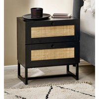 Julian Bowen Padstow 2 Drawer Bedside Black Bedside Chest