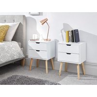 GFW Nyborg 2 Drawer Bedside Pair White Bedside Chest