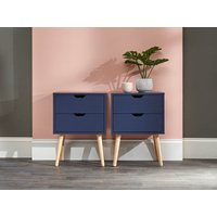 GFW Nyborg 2 Drawer Bedside (Single) Nightshadow Blue Bedside Chest