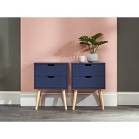 GFW Nyborg 2 Drawer Bedside Pair Nightshadow Blue Bedside Chest