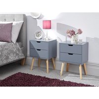 GFW Nyborg 2 Drawer Bedside Pair Dark Grey Bedside Chest