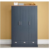GFW Kendal 3 Door 3 Drawer Wardrobe Slate Blue Wardrobe