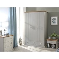 GFW Kendal 3 Door 3 Drawer Wardrobe Paint Grey Wardrobe