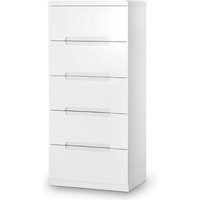 Julian Bowen Manhattan 5 Drawer Narrow Chest White Drawer Chest