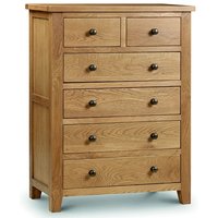 Julian Bowen Marlborough 4 plus 2 Drawer Chest Oak Drawer Chest
