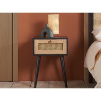 Birlea Croxley 1 Drawer Rattan Black Bedside Chest