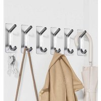 Easylife Self-Adhesive Hooks in Silver, Size Pack Of 6
