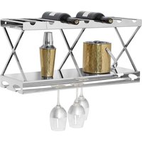 Kurhah 2 Tier 7 Bottles Steel Wine Rack In Silver