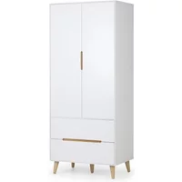 Julian Bowen Alicia White and Oak 2 Door Double Wardrobe