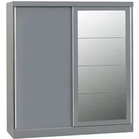 Seconique Nevada Grey High Gloss Sliding Mirrored Wardrobe
