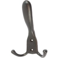 90mm x 140mm Black Rustic Hat and Double Robe Hook