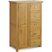 Birlea Woburn 1 Door 5 Drawer Oak Wooden Single Wardrobe