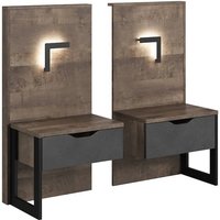 Arvada Grande Matera Oak Wooden Bedside Cabinets In Pair With LED
