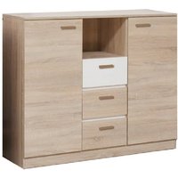 Elmira Wooden Sideboard With 3 Drawers 2 Doors In Sonoma Oak