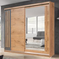 Elmira Wooden Wardrobe 200cm With 2 Sliding Doors In Lancelot Oak