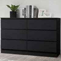 Oakley Wooden Chest Of 6 Drawers In Black