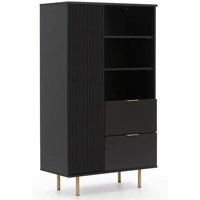 Naples Wooden Highboard With 1 Door 2 Drawers In Black