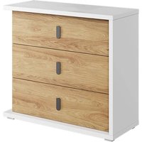 Minot Kids Wooden Chest Of 3 Drawers In Natural Hickory Oak