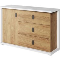 Minot Kids Sideboard 1 Door 3 Drawers In Natural Hickory Oak