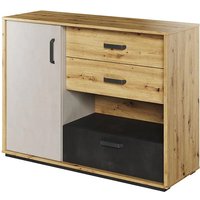 Quincy Kids Sideboard 1 Door 3 Drawers In Artisan Oak And LED