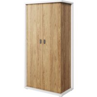 Minot Kids Wooden Wardrobe With 2 Doors In Natural Hickory Oak