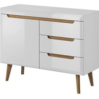 Newry High Gloss Sideboard With 1 Door 3 Drawers In White