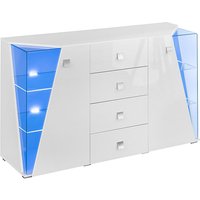 Emory High Gloss Sideboard 2 Doors 4 Drawers In White With LED
