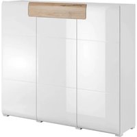 Torino High Gloss Sideboard 3 Doors In White And San Remo Oak