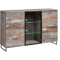 Peoria Wooden Sideboard 3 Doors In Canyon Oak With LED