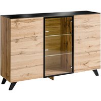Torino Wooden Sideboard With 3 Doors In Wotan Oak And LED
