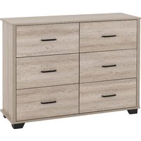 Oxnard Wooden Chest Of 6 Drawers Wide In Light Oak