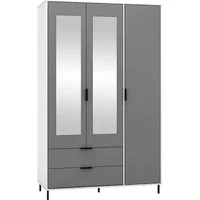 Seconique Madrid Grey Gloss and White 3 Door 2 Drawer Mirrored Wardrobe