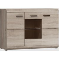 Lecco Wooden Sideboard With 3 Doors In Sonoma Oak